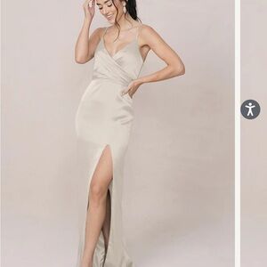 Revelry Rava Satin Dress in Soft Champagne - bridesmaid dress